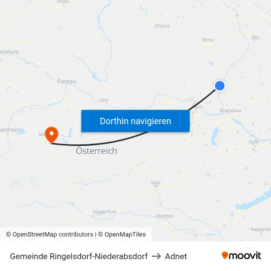 Gemeinde Ringelsdorf-Niederabsdorf to Adnet map