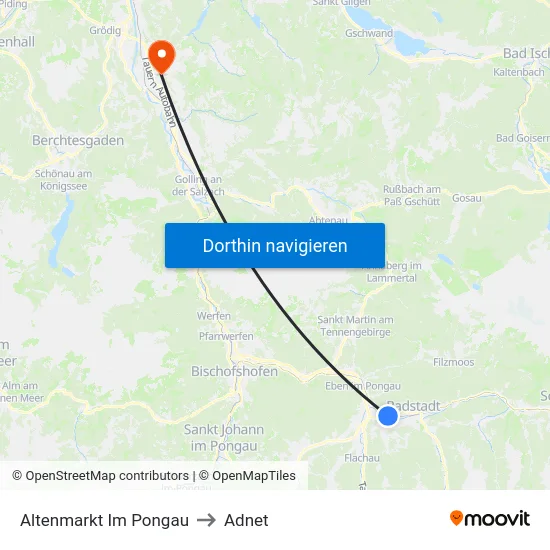 Altenmarkt Im Pongau to Adnet map