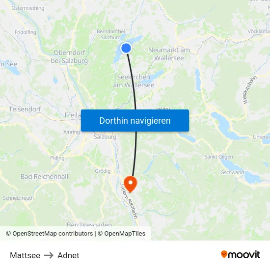 Mattsee to Adnet map