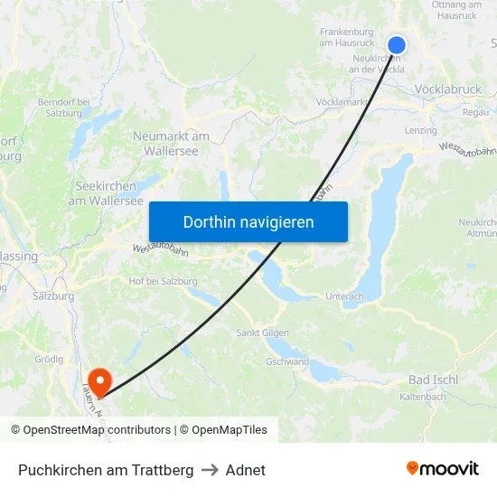 Puchkirchen am Trattberg to Adnet map