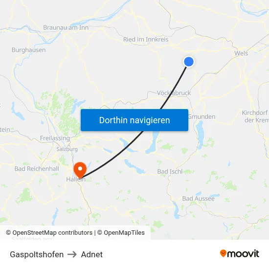 Gaspoltshofen to Adnet map