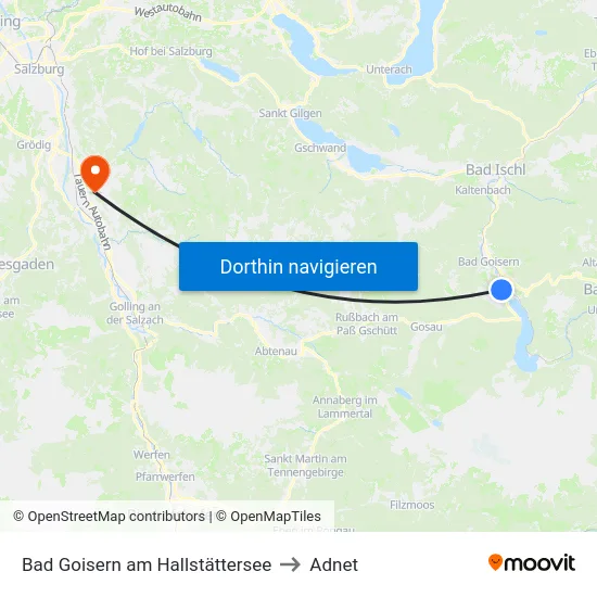 Bad Goisern am Hallstättersee to Adnet map