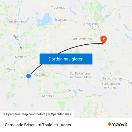 Gemeinde Brixen Im Thale to Adnet map