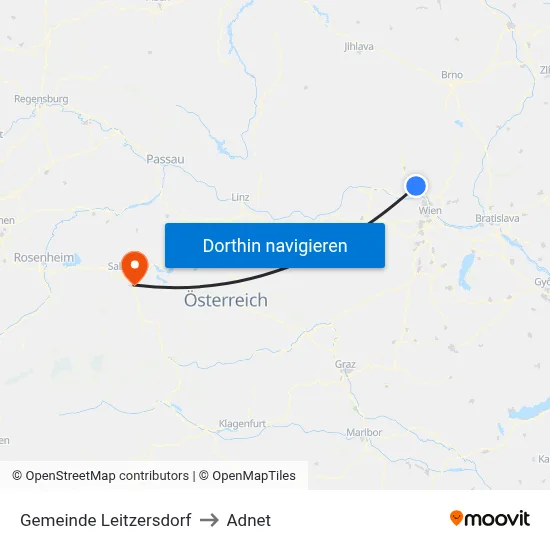 Gemeinde Leitzersdorf to Adnet map