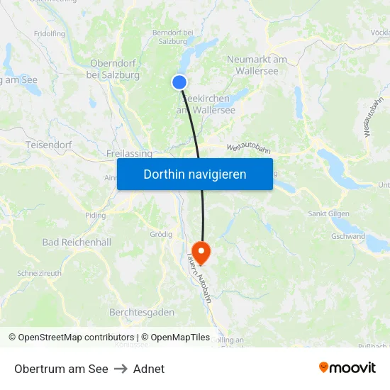 Obertrum am See to Adnet map