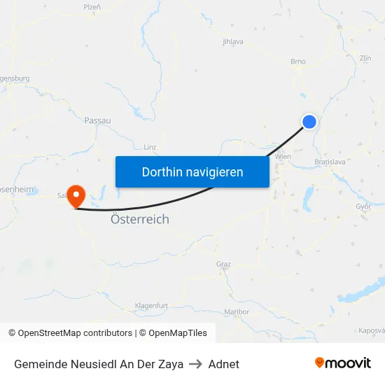 Gemeinde Neusiedl An Der Zaya to Adnet map
