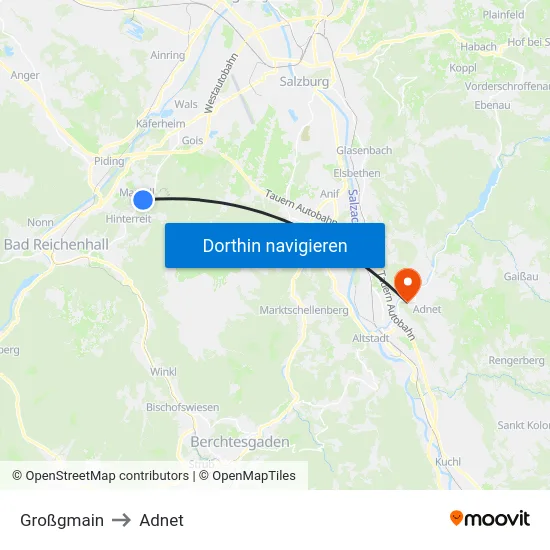 Großgmain to Adnet map
