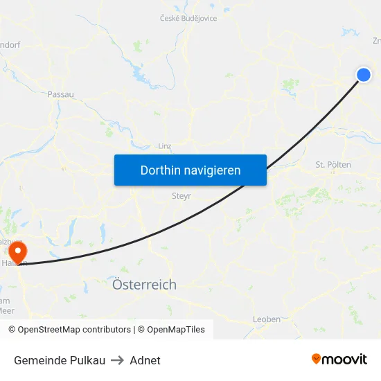 Gemeinde Pulkau to Adnet map