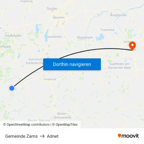 Gemeinde Zams to Adnet map