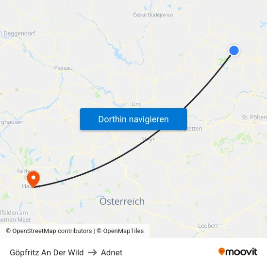 Göpfritz An Der Wild to Adnet map