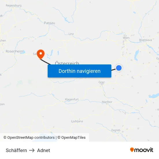 Schäffern to Adnet map