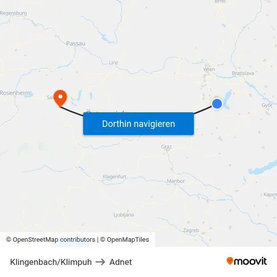 Klingenbach/Klimpuh to Adnet map