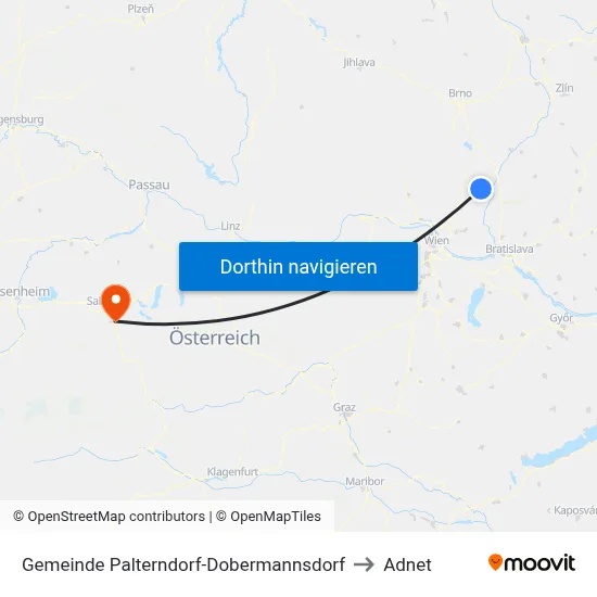 Gemeinde Palterndorf-Dobermannsdorf to Adnet map