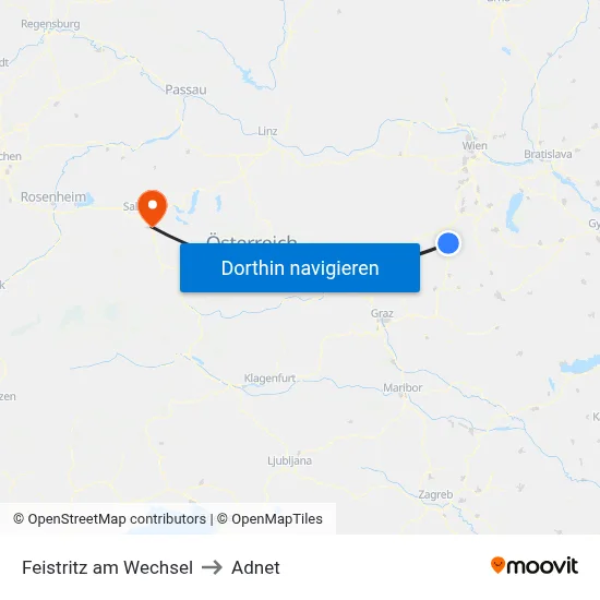 Feistritz am Wechsel to Adnet map