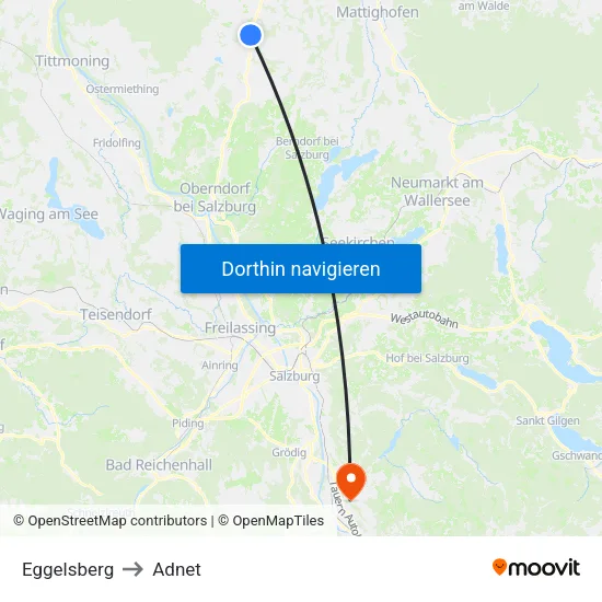 Eggelsberg to Adnet map