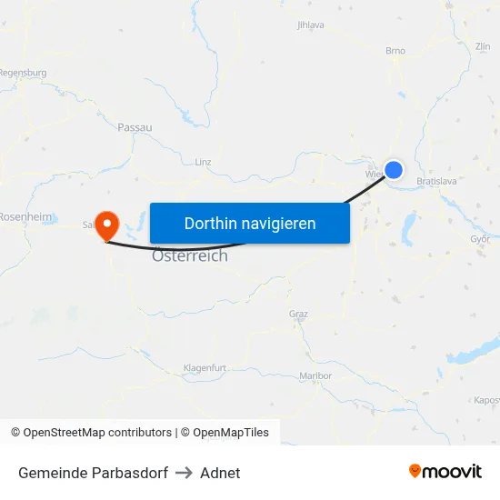Gemeinde Parbasdorf to Adnet map