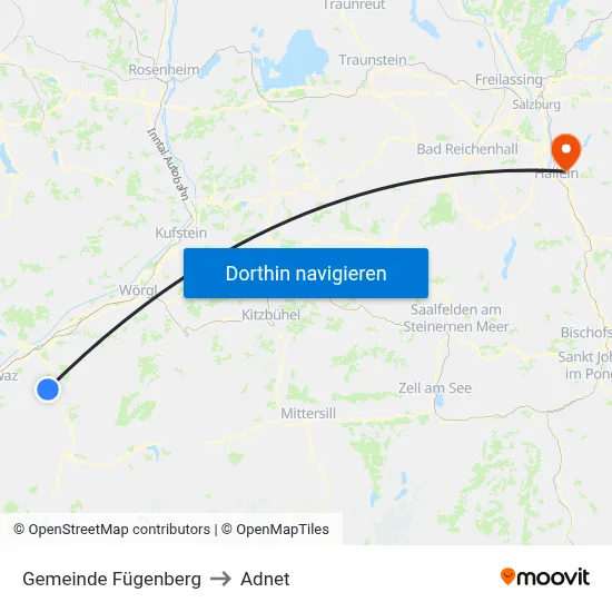 Gemeinde Fügenberg to Adnet map