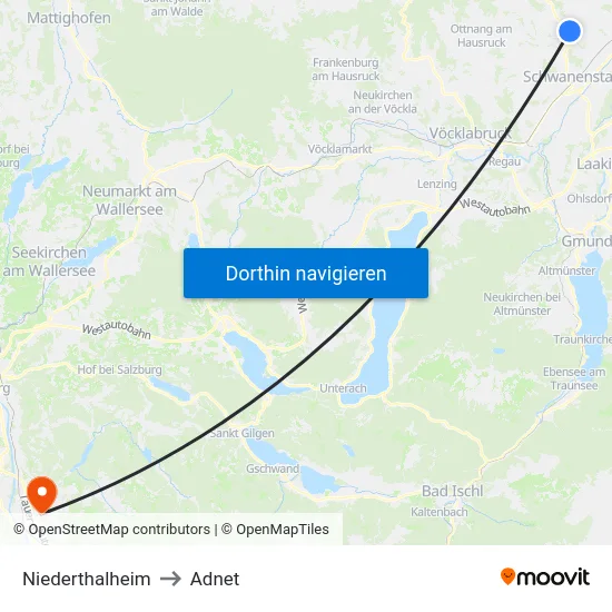 Niederthalheim to Adnet map
