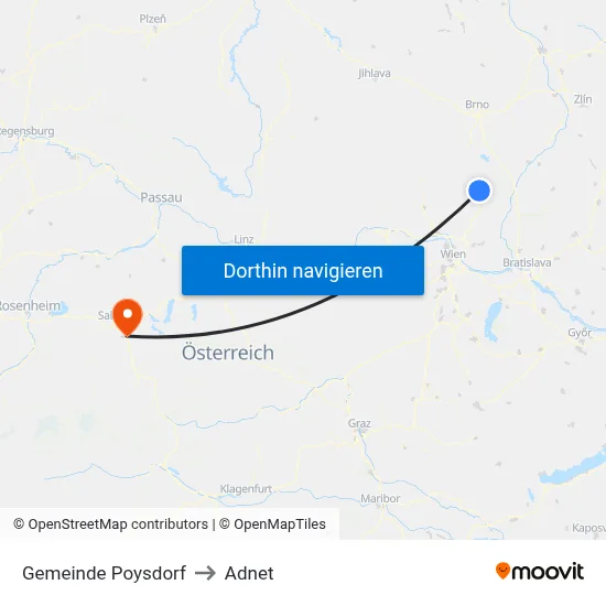 Gemeinde Poysdorf to Adnet map