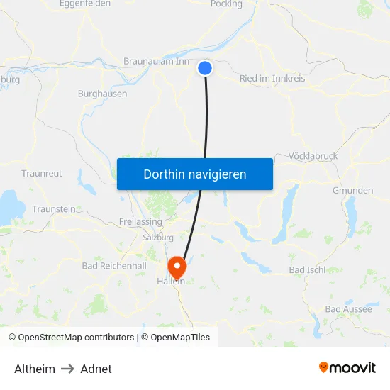 Altheim to Adnet map