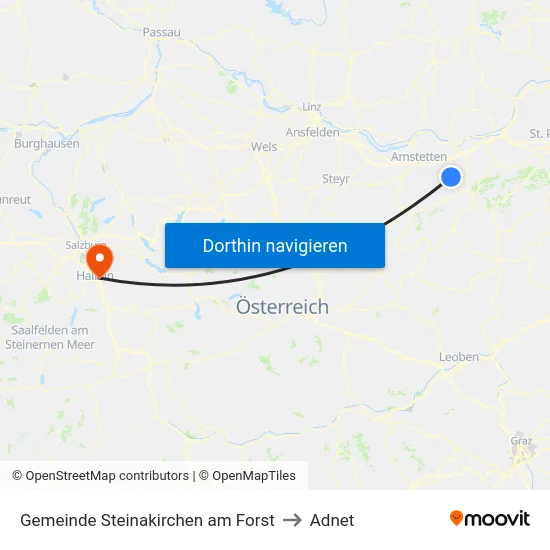 Gemeinde Steinakirchen am Forst to Adnet map