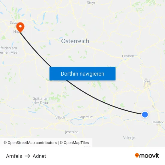 Arnfels to Adnet map