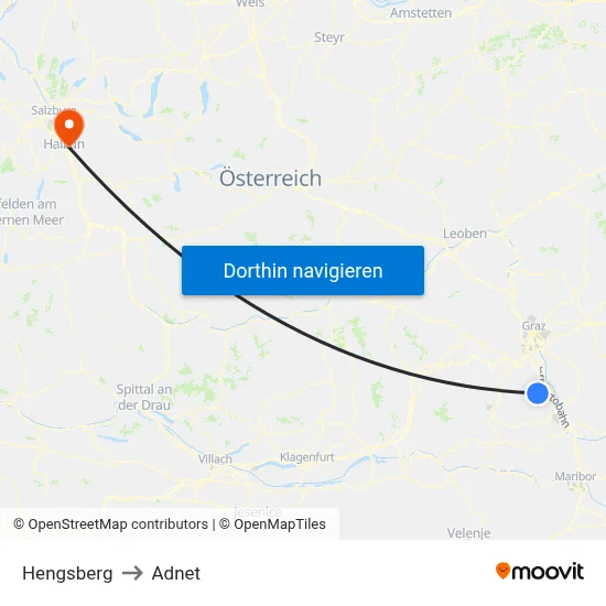 Hengsberg to Adnet map