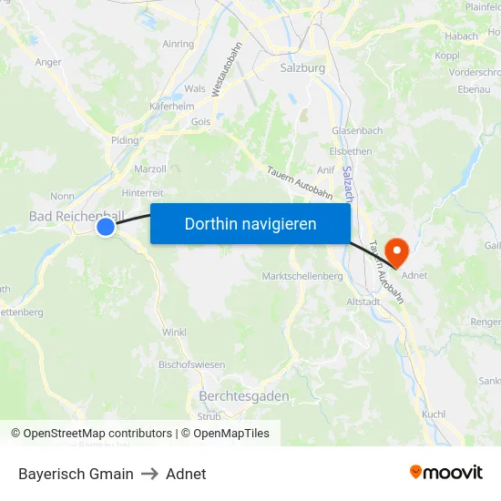 Bayerisch Gmain to Adnet map