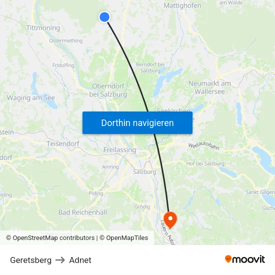 Geretsberg to Adnet map