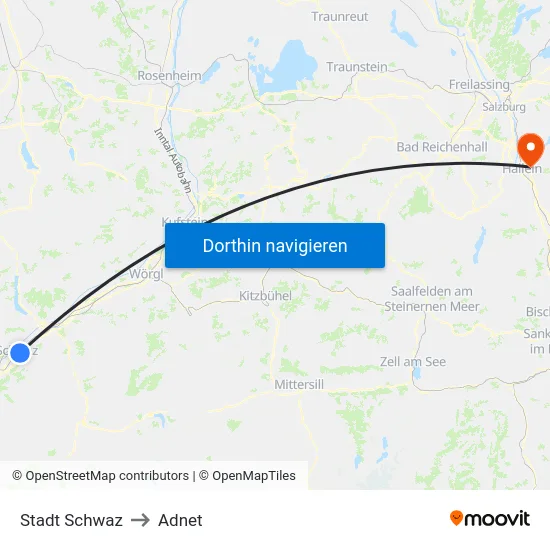 Stadt Schwaz to Adnet map