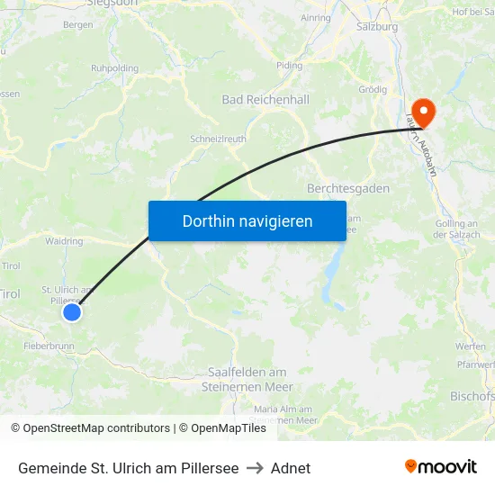 Gemeinde St. Ulrich am Pillersee to Adnet map