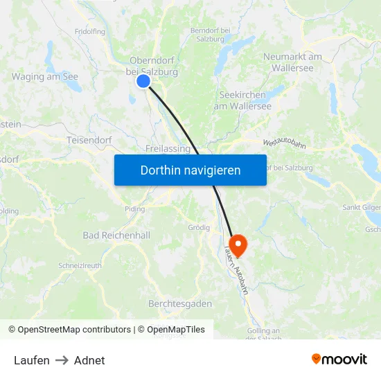 Laufen to Adnet map