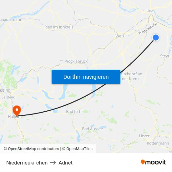 Niederneukirchen to Adnet map