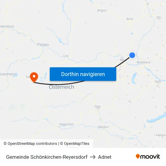 Gemeinde Schönkirchen-Reyersdorf to Adnet map