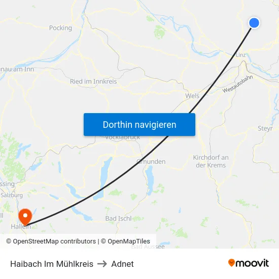 Haibach Im Mühlkreis to Adnet map