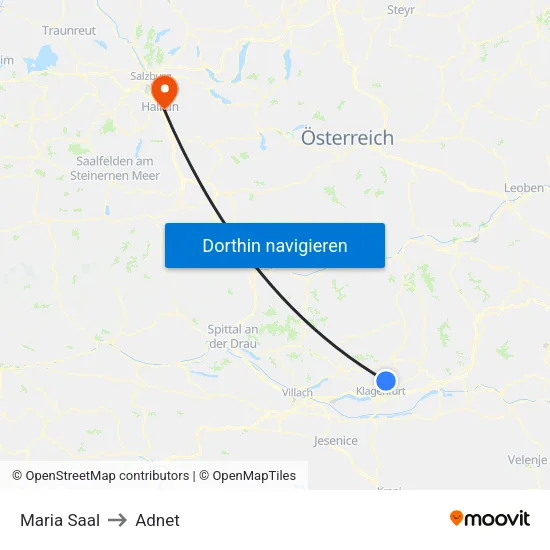 Maria Saal to Adnet map