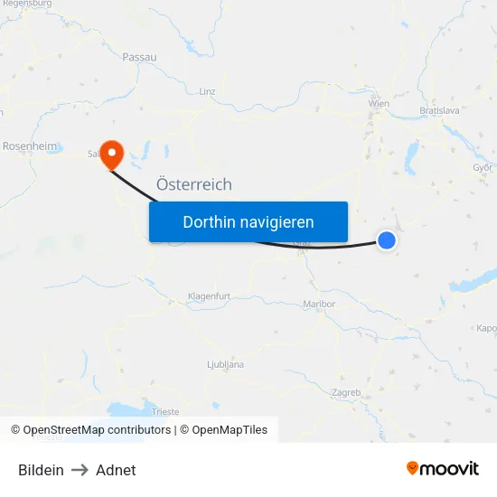 Bildein to Adnet map