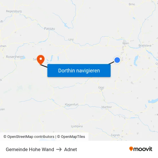 Gemeinde Hohe Wand to Adnet map