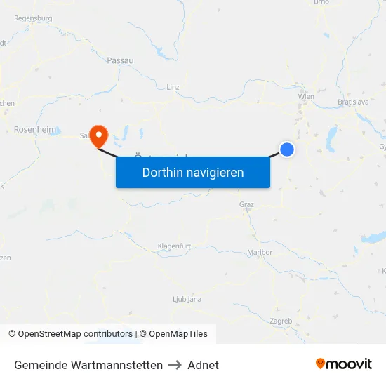 Gemeinde Wartmannstetten to Adnet map