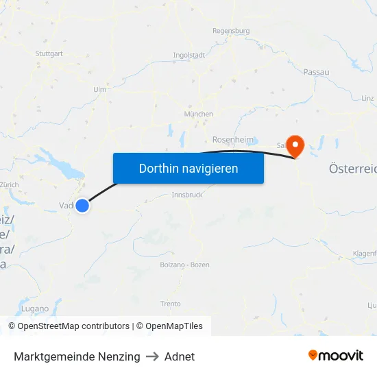 Marktgemeinde Nenzing to Adnet map