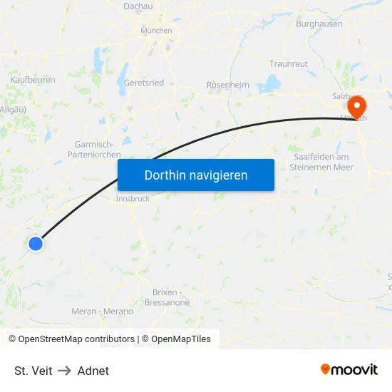 St. Veit to Adnet map