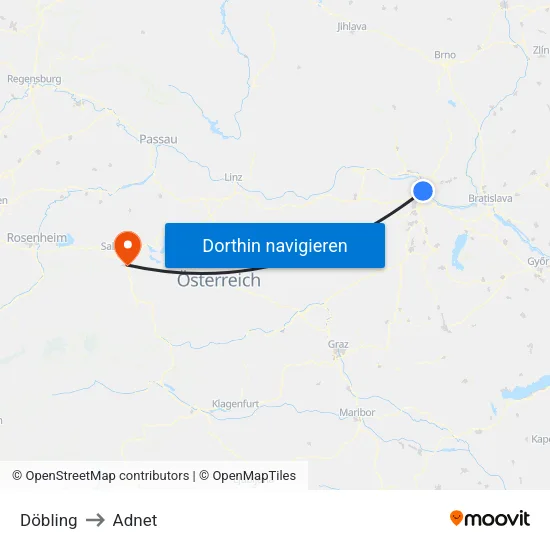 Döbling to Adnet map