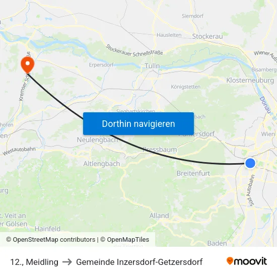 12., Meidling to Gemeinde Inzersdorf-Getzersdorf map
