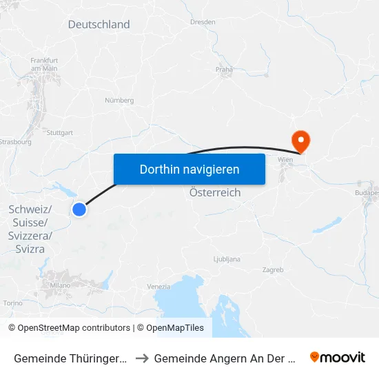 Gemeinde Thüringerberg to Gemeinde Angern An Der March map