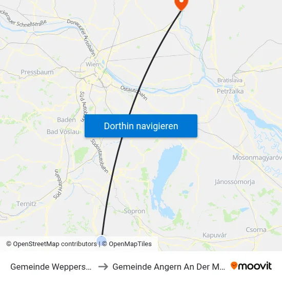 Gemeinde Weppersdorf to Gemeinde Angern An Der March map