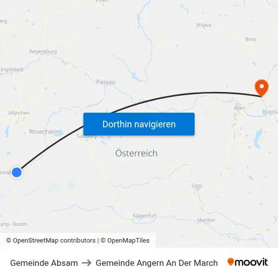 Gemeinde Absam to Gemeinde Angern An Der March map