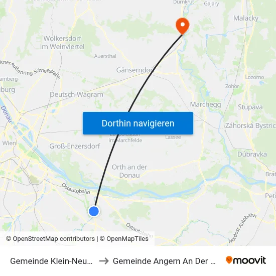 Gemeinde Klein-Neusiedl to Gemeinde Angern An Der March map