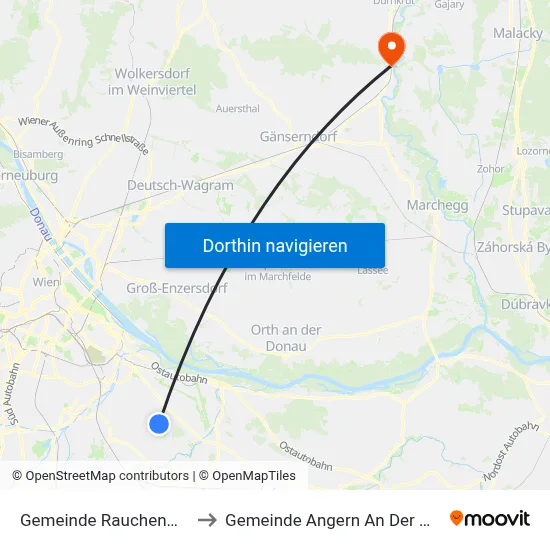 Gemeinde Rauchenwarth to Gemeinde Angern An Der March map