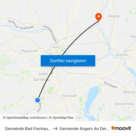 Gemeinde Bad Fischau-Brunn to Gemeinde Angern An Der March map