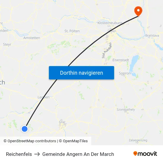 Reichenfels to Gemeinde Angern An Der March map